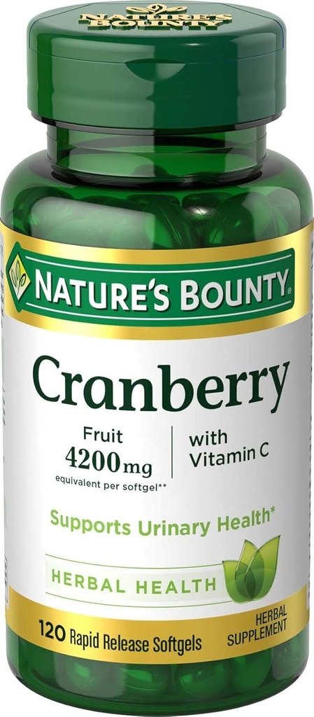 自然的丰盛的Cranberry水果 4200 mg,加维生素C,120Softgels.