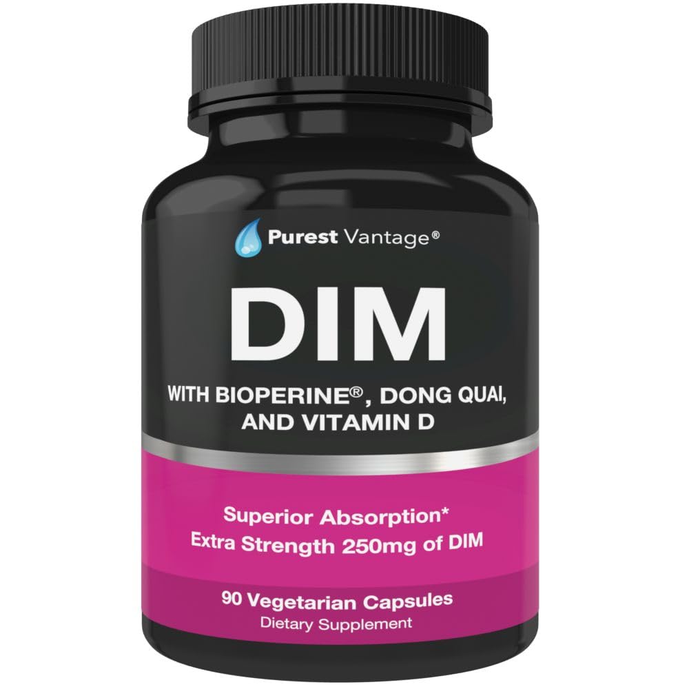 纯DIM 补充250mg Diindolylmethane + BioPerine 和 Dong Quai – 男女荷尔蒙平衡支持,绝经和雌激素支持 - 90 植物卡普尔
