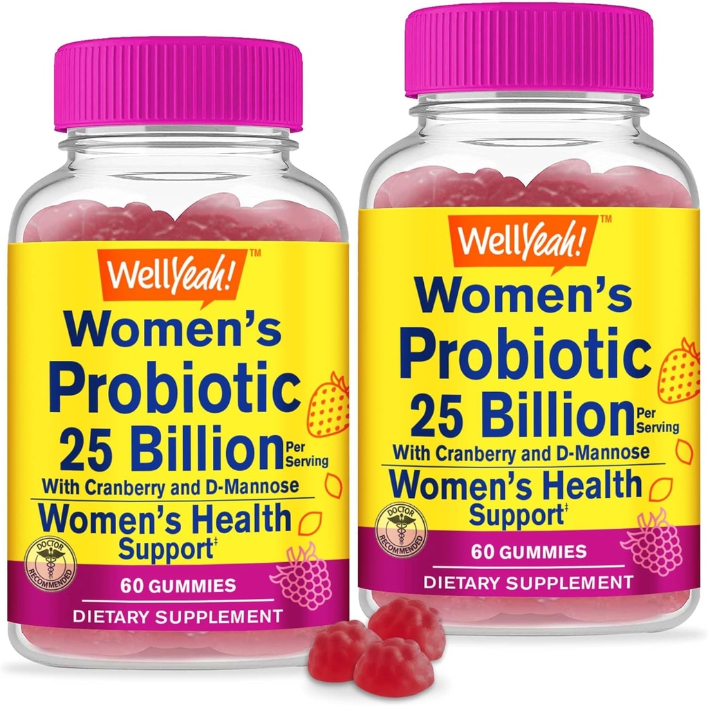 这个嘛 对 25亿 Cranberry 和 D-Manose Gummys (2包) 妇女的Probiotics -- -- 阴道和古特健康、消化支持和女性健康 -- -- 12个草原的妇女Probiotics -- -- 60个古米