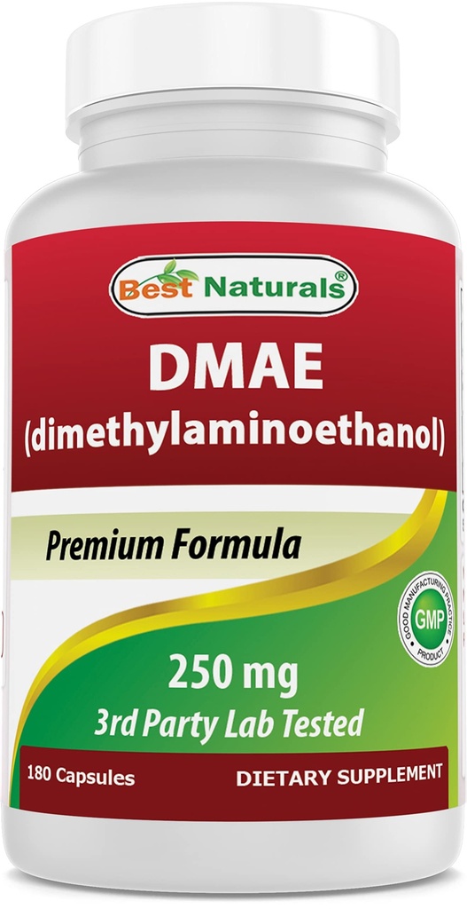 Best Naturals DMAE 补充250 mg 180 Capsules - 二甲基氨基乙醇比特酸酯