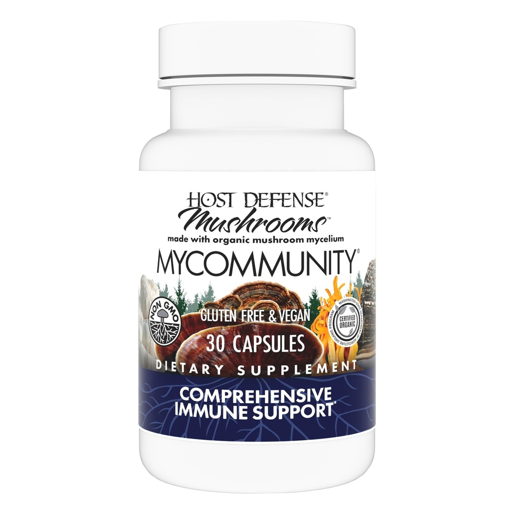主机Defense MyCommunity Capsulles - 17个物种 Blend Mushrom Supplement for Immune 支持 - 与狮子马内,雷希,查加,科迪塞普斯,土耳其Tail & More - 30个Capsules (15个服务机构)*