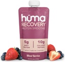 Huma Recovery Protein smoothie, 12个邮袋 – 15g Collagen + Whey Watchout Recovery 饮料 – Ready-to-drink Protein Shake with Real Fruces, Electrolytes, 健康脂肪