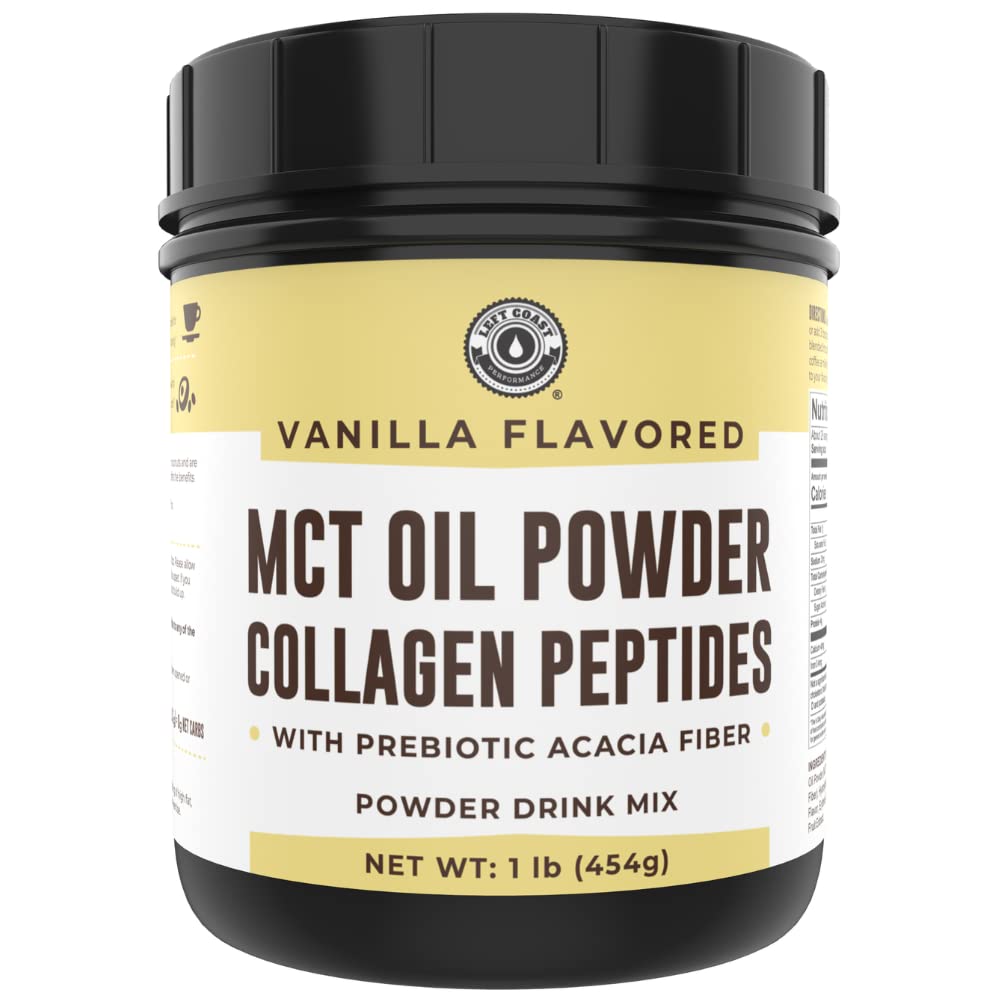 Keto MCT 油粉 + Collagen + Prebiotic Acacia Fiber, Vanilla Flavor, 16oz. CCT 油粉来自椰子. 草酸Collagen, 完美为Keto, 0 Net Carb, Stevia, Erythritol, 粉末饮料