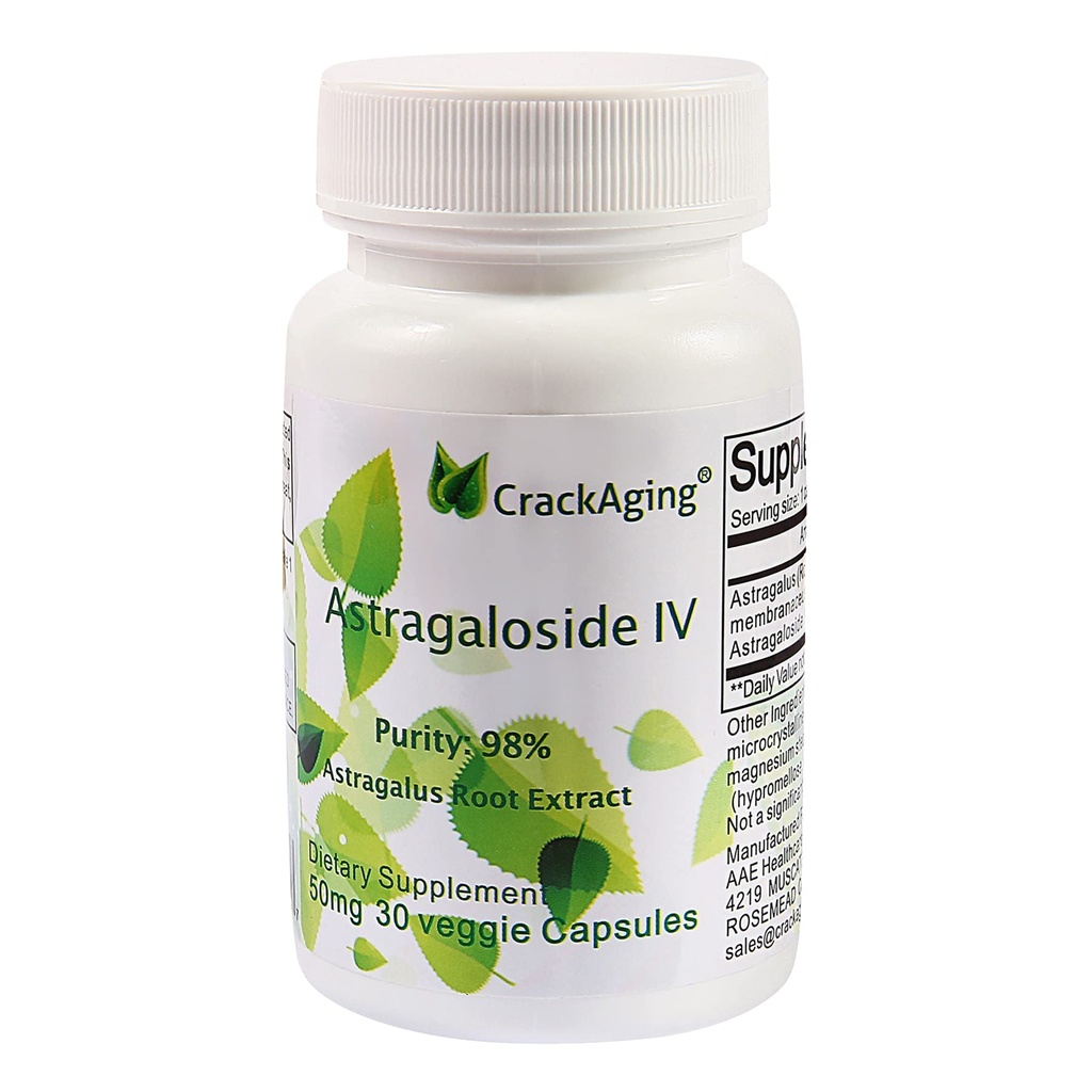 碎裂-超吸附 Astragaloside IV 98% 50mg 30 Capsule 抗衰老DNA细胞 Telomere Astragalus 根基补充