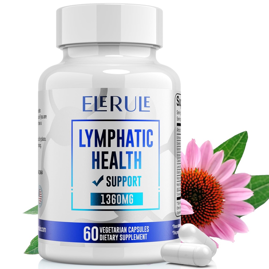 Lymphatic支助补编,配有Dandelion、Burdock、Echinacea、Lemon & More的Lymphatic排水补充,男女淋巴系统支助60个Capsules
