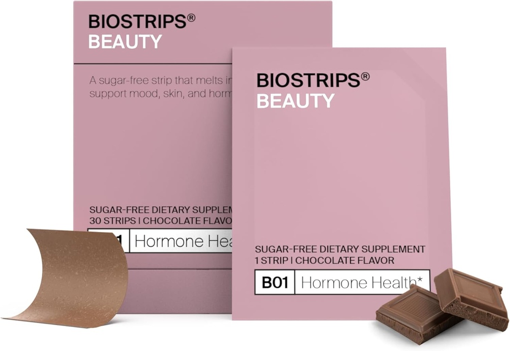 BIOSTRIPES* 妇女无糖健康带 每日无糖荷尔蒙平衡与维泰克斯,马卡,金森,Suntheanine | PMS支持,荷尔蒙Acne,Perimenopause 补充妇女 | Vegan,30 Ct