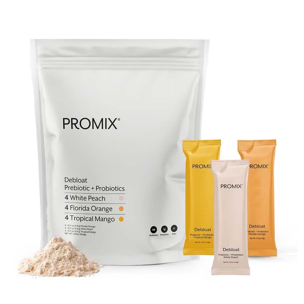 ProMix营养 Debloat Prebiotics and Probiotics - 消化性健康,Nausea Relief, Gut修补,以及男女集体救济 - 多样性包 - 12种服务(12套)