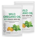2 Pack Oregano Softgels, Oregano Oil Capsules, 165mg Carvacrol, 2 in 1 Oregano 配以黑种子油的配方油 200mg, Oregano Oil 补充油 Capsules