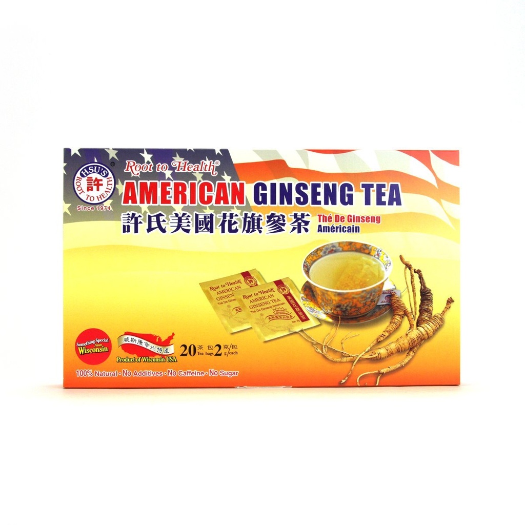 Hsus SKU 1034 |美国金森茶,20ct盒 |种植 美国金森茶袋 许氏花旗参茶