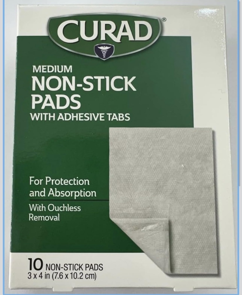 Curad Non-Stick Pades, 3英寸 X 4英寸 10英寸 计数