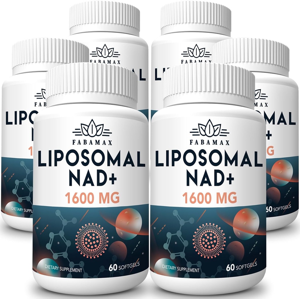 1,600毫克 Liposomal NAD 补充剂,98%纯 NAD+ 补充剂,高级吸收剂,Nicotinamide Riboside 或NADH 替代剂,用于老化防御、能源、长寿、360软胶
