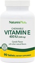 NaturesPlus 维生素E,天然Carob Flavor - 90可切片,包2 - 自由狂防与整体福祉 - 蔬菜,格鲁滕自由 - 180 总服务