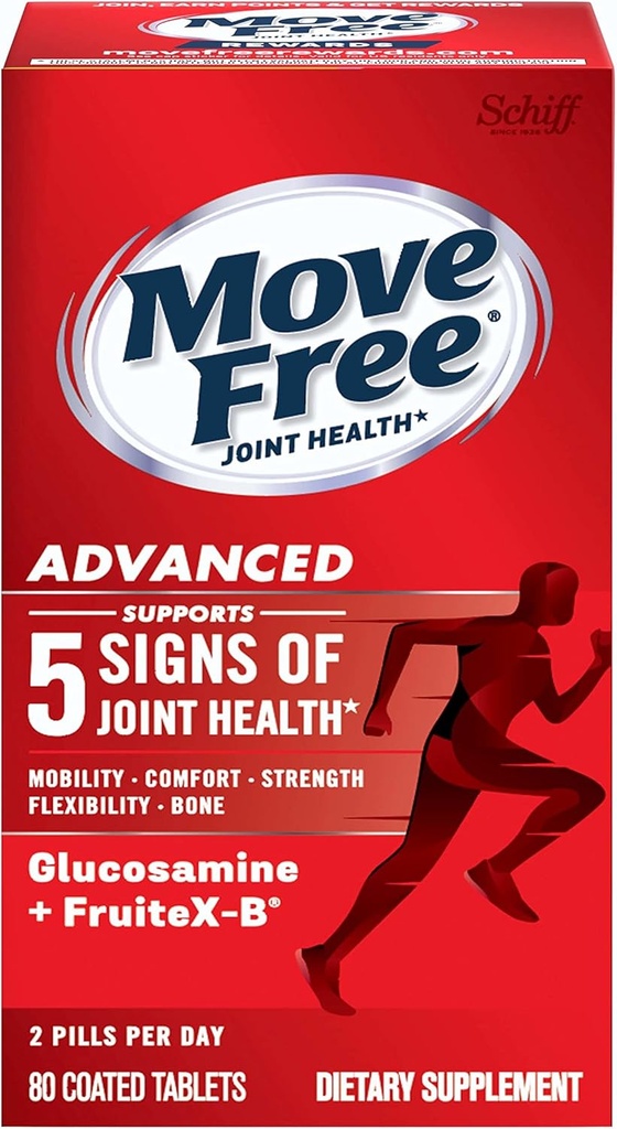 移动 Free Advance Glucosamine Chondroitin + Calcium Fructoborate 联合支助补编, 支持机动性强 灵活性和骨骼 - 80个平板(40个服务) *
