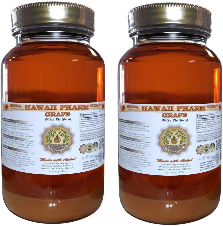 葡萄液体萃取,葡萄(Vitis Vinifera)种子丁香补充剂 2x32 oz 未过滤