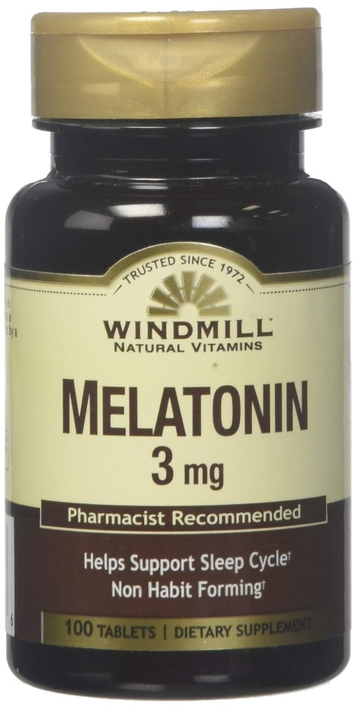 风车 风车 Melatonin 3 Mg Tabs 100's 风车