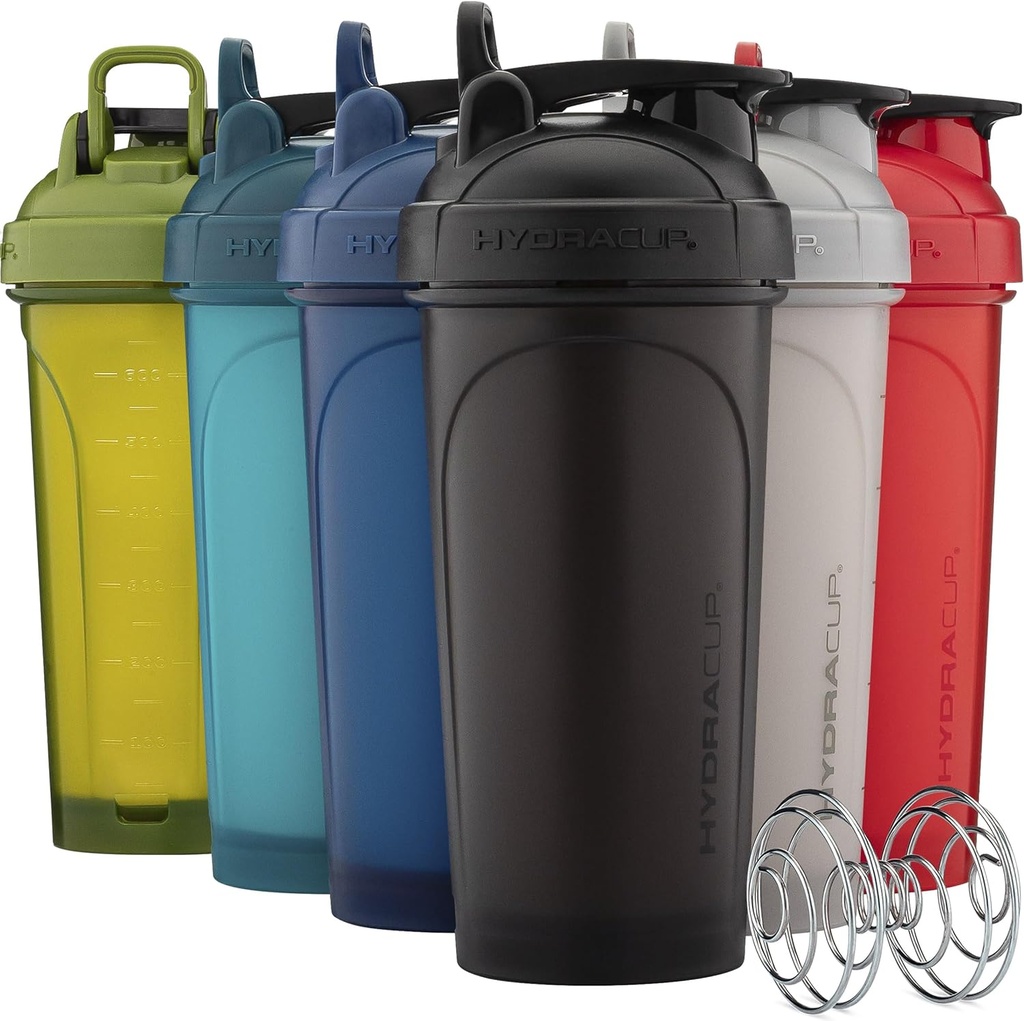 Hydra Cup ProFlow Shaker Bottles 6-Pack (28oz) QQ 蛋白质摇头杯 配有 Whisk Ball, Leak-Proof Lid, Hide Carryle QQ BPA-Free Gym Mixer 配有蛋白质粉,混音补充,新鲜色彩