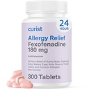 Curist Fexofenadine 氯化氢180mg(300片) - 24 HR 抗西夏胺过敏救济药片(300计) 全天通用Fexofenadine Bulk 非昏厥过敏救济药片