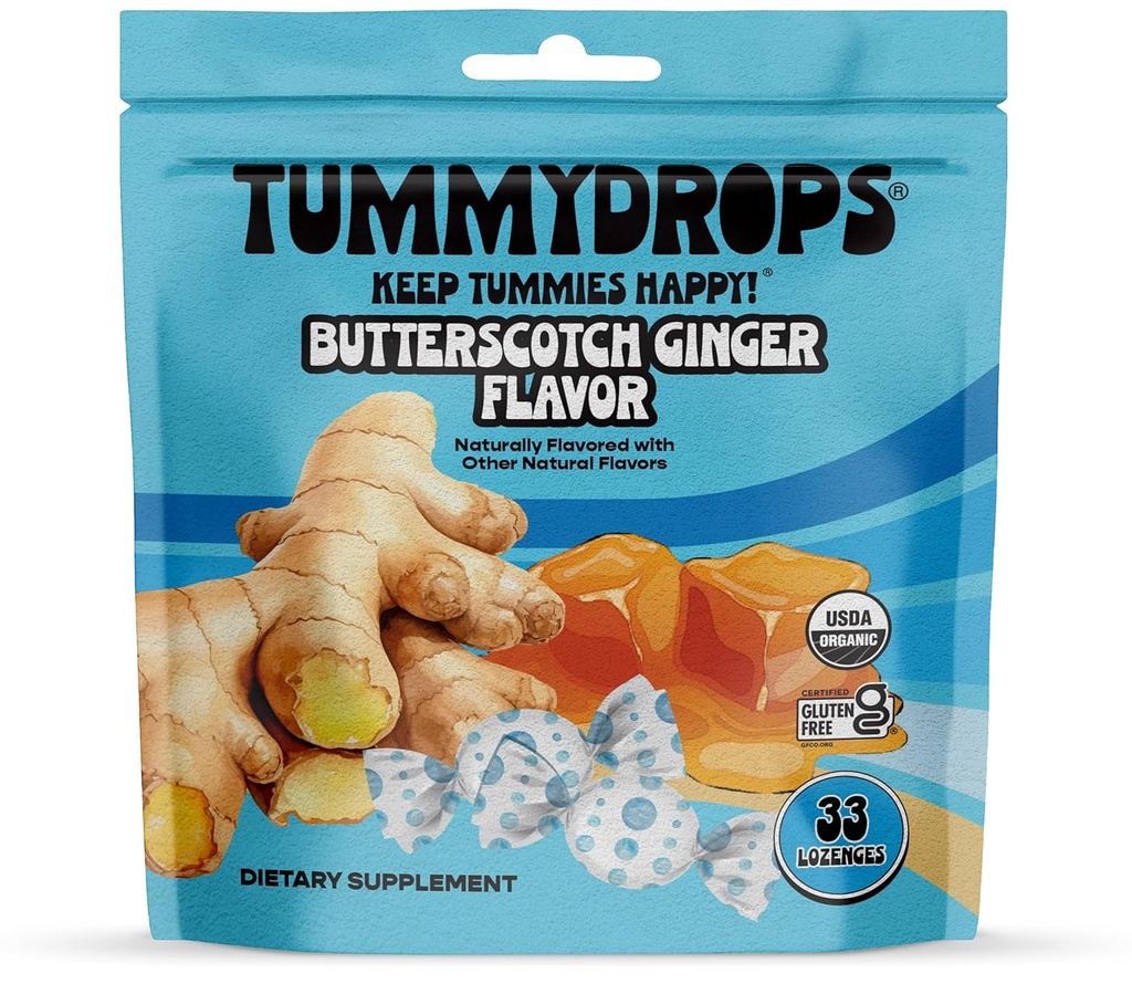 USDA 有机酸盐 姜汁 Flavor Tumitrops, Gluten Free & Vegan, 33 有机姜 Lozenges