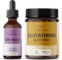 HERBAMAMA 牛奶甲壳虫和胶原基(Glutathione Kit) - 牛奶甲壳虫包 提取 2 fl oz & 500 mg 减量 L-Glutathione Gummys - Vegan,非GMO,无酒精 - 2 Pack
