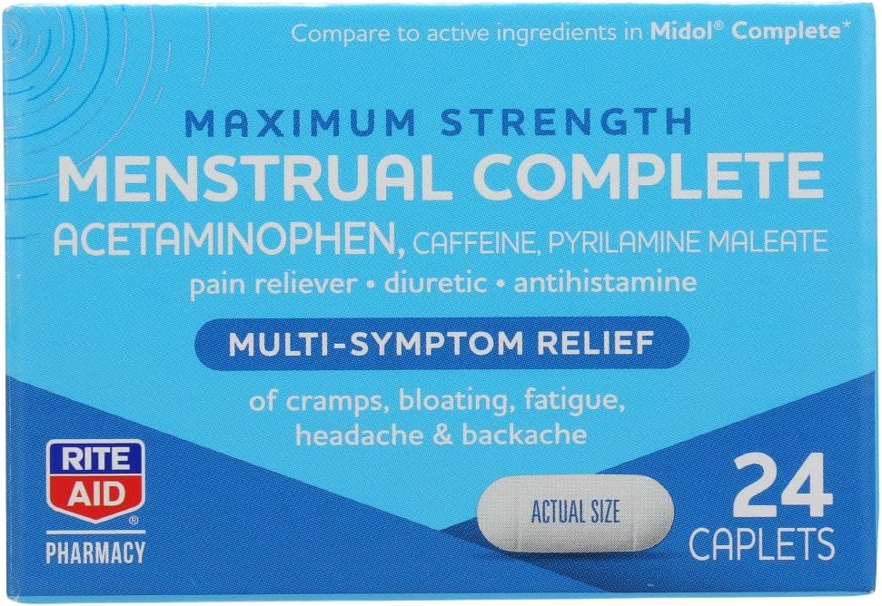 Rite Aid, 药典月经多症状救济卡, 最大强度, 24 计