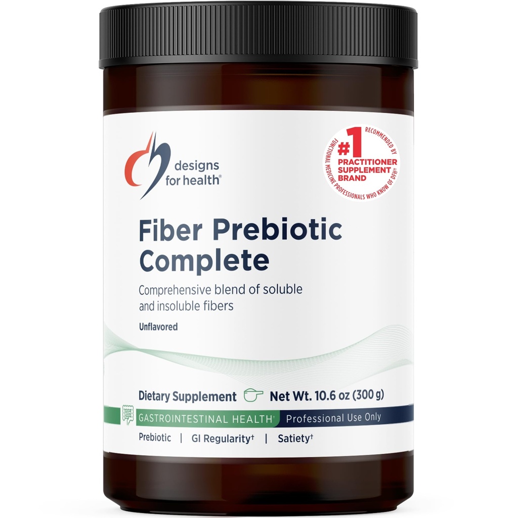 健康纤维先天性完整的设计 - 12 Digestive Fiber Blend Powder Supplement w/Pyllium Husk, Flax + Apple Pectin - 预生性胶囊支持,未受欢迎 + 无甜(30 services / 300g)