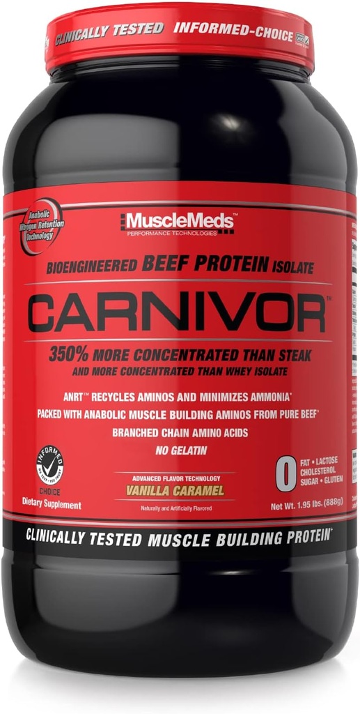 MuscleMeds Carnivor, Light Brown, Vanilla Caramel, 1.95英镑(一包)