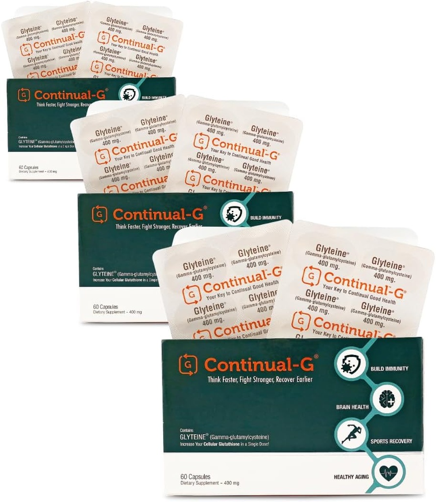 Glyteine 400 mg Capsules + 细胞增强Glutathione 补充 + 强抗氧化剂支持 + 90 日供应(180 Capsules)