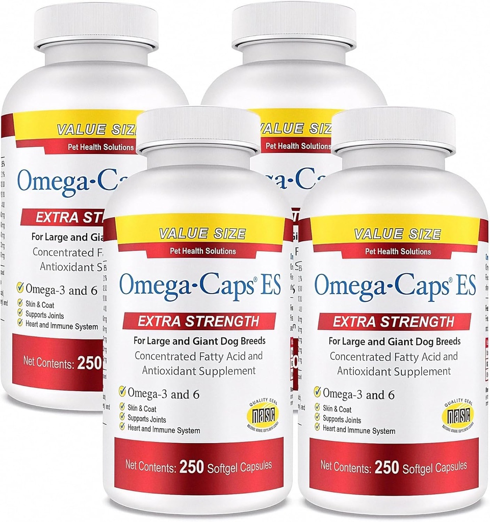 Omega- Caps 外力, 用于大型育种- Vet 用于在减少 Shedding 的同时为健康辐射皮肤和皮肤设计。 包含 imune 系统支持的 Omega 3, 易于剂量, 1000 软胶囊