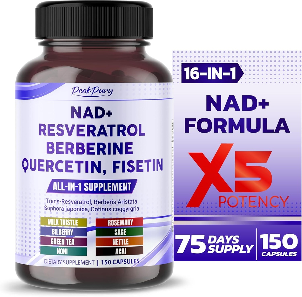 NAD+ 跨Resveratrol Berberine Quercetin Fisetin 牛奶硝酸盐 - 美国制造