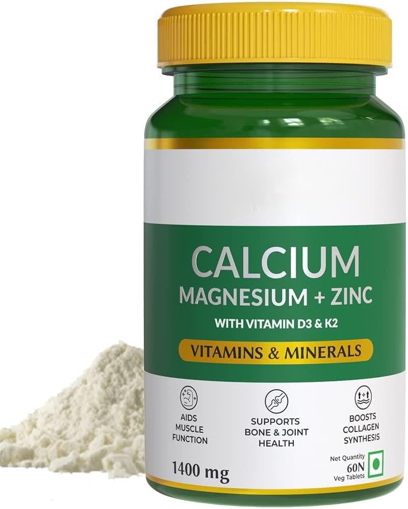 Naturals Calcium Magnesium & Zinc Tables with Vitamin D3 & K2(600 IU),男女钙补充剂,肌肉健康