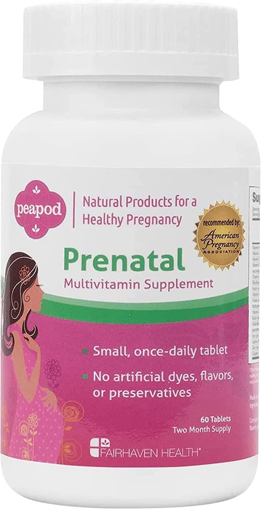 Fairhaven Health Peapod 产前多维生素 -- -- 每天1种,轻香草火焰 -- -- 妇女和婴儿健康必须怀孕 -- -- 包括铁、维生素C和叶酸 -- -- 2个月供应