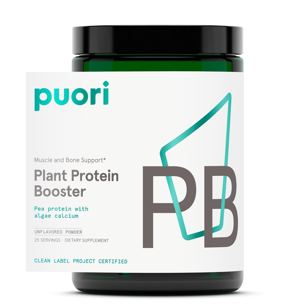 Puori Vegan 植物蛋白质增强剂 粉末 - 25种服务 - 中性Flavor Pea 蛋白质与基本氨基酸的藻类钙 - 无乳品,蔬菜,非转基因生物