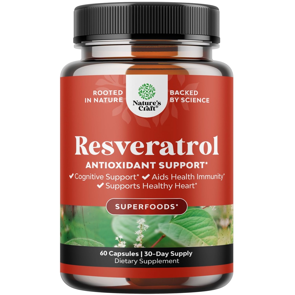 青春转录增生 - 使用 AMPK 激活器进行细胞健康和生命力的 Resveratrol Capsules - AMPK 代谢作用器 助推器和细胞效率 - 60 计数