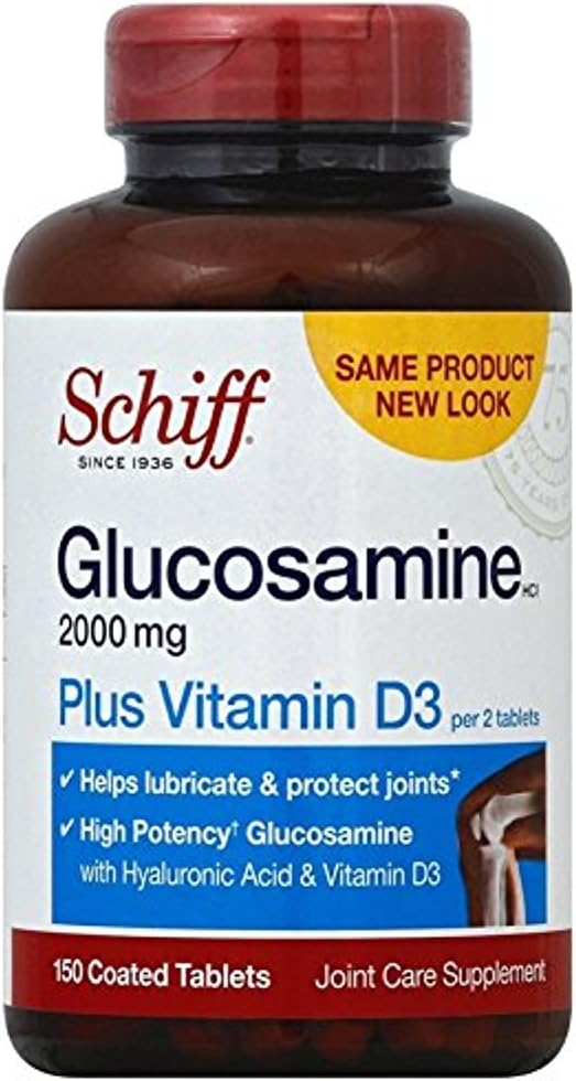 Schiff Glucosamine 2000mg 配有维生素D3和Hyaluronic酸,150平板-联合补编