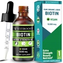 附加力量 10,000mcg 生物素液体 与有机莓 Flavor → 60 服务 → Vegan 公式 支持毛发生长 强钉 健康皮肤 → 无人工防腐剂