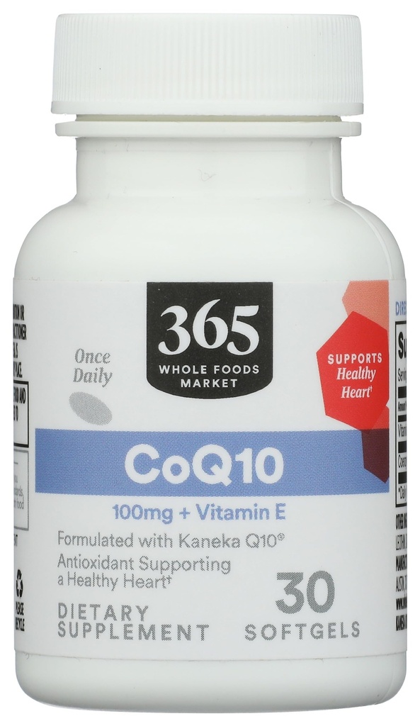365 由全食品市场, CoQ10 100 MG 加维生素 E, 30 Counter