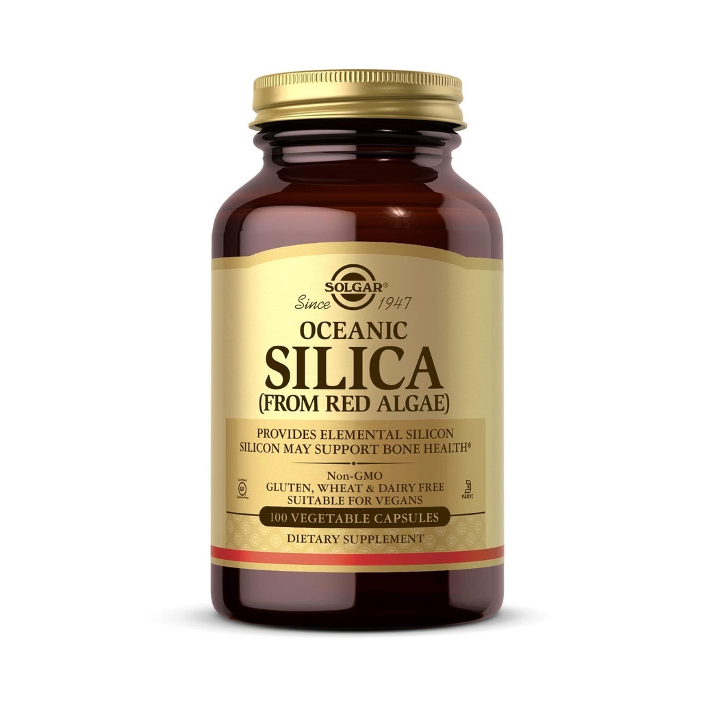 Solgar Oceanic Silica from Red Algae 25 mg, 100 Vegetic Capsules - 优秀的钙源,支持骨质健康 - 非GMO, Vegan,Gluten Free,乳品自由,Kosher - 50 services