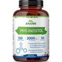 Zazzee Myo-Inositol Capsules,每服2000毫克,120Vegan Capsules,40:1的比例的理想剂量,100%的蔬菜、荷尔蒙平衡和健康骨骼功能支持,全自然和非GMO