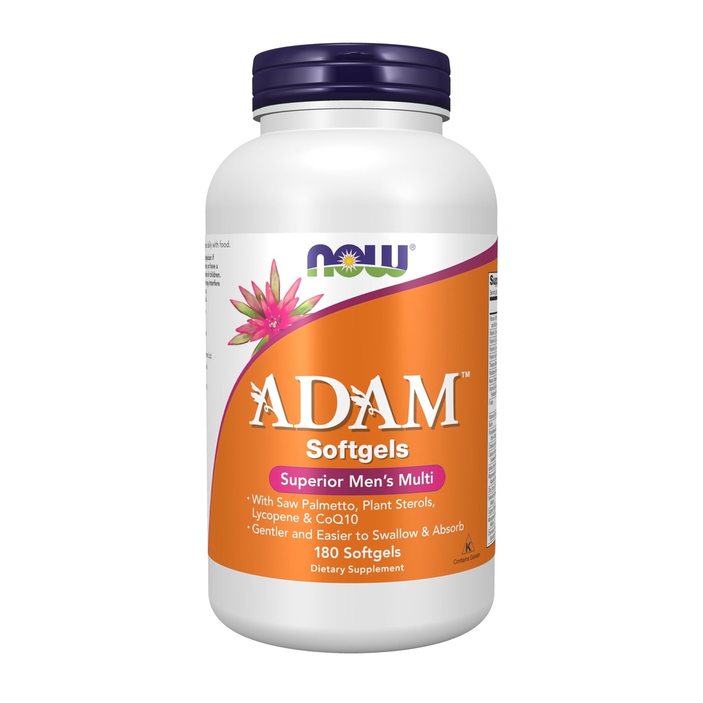 Now Foods Supplements, ADAMTM Men's multivitamin with Saw Palmetto, Plant Sterols, Lycopene & CoQ10, 180 Softgels (英语).