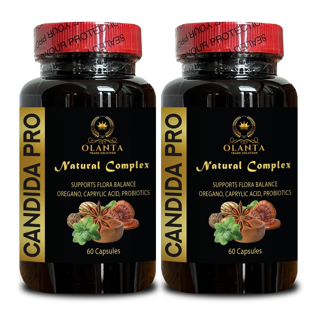 Candida 支持补充 - 消化辅助药,支持健康肠道花和免疫系统支持 消化酶 - 2瓶 120卡普尔