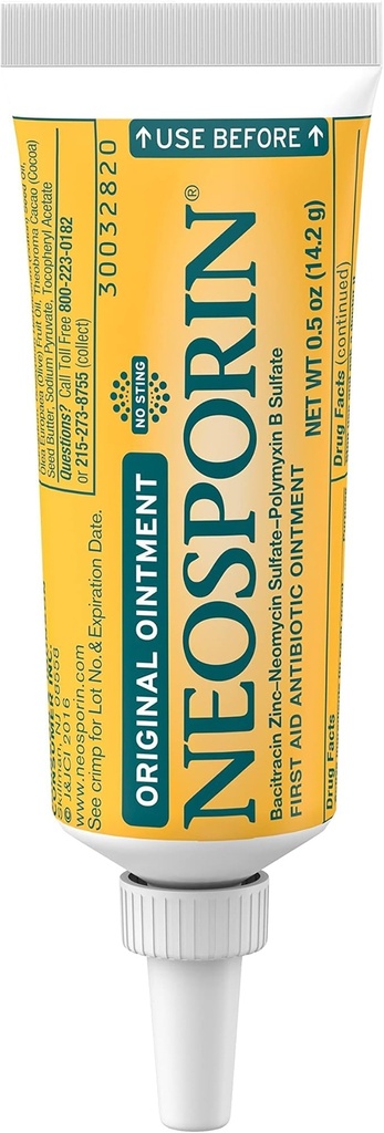 Neosporin 原始急救抗生素膏用巴氏霉素锌进行感染保护、伤者护理治疗和刀疤外观最小化,用于小切片、碎屑和烧伤,5 oz