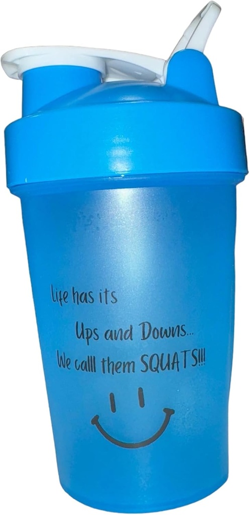 蛋白质摇摆瓶,ShakeELITE - 13oz BPA- Free Blender 配有安全 Leak-Proof Lid & Mixing Ball - 完美用于健身,健身,和上行营养 BLUE