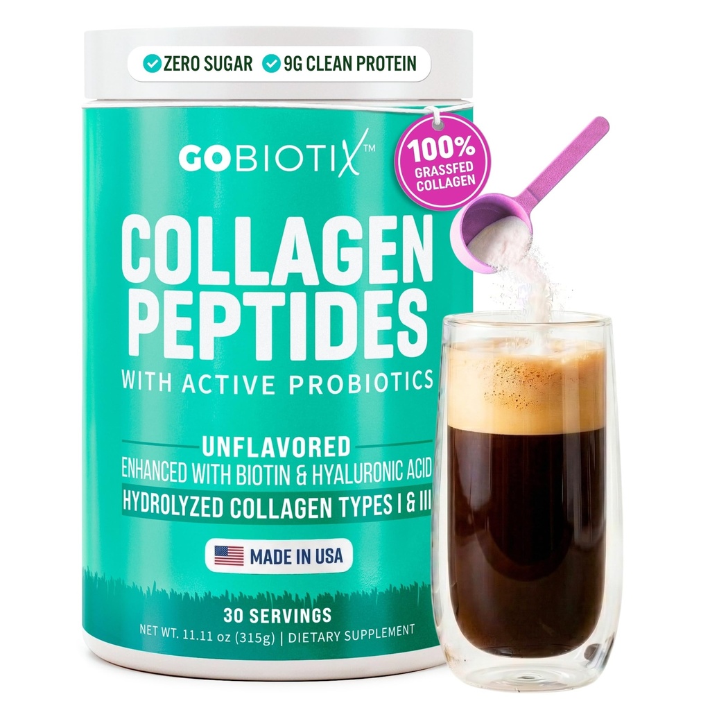 GOBIOTIX Collagen 粉末补充剂 -- -- 妇女用水解蛋白Collagen 粉末 -- -- 毛皮和钉子,联合和消化性健康 -- -- Collagen Peptides 类型I和III -- -- 30