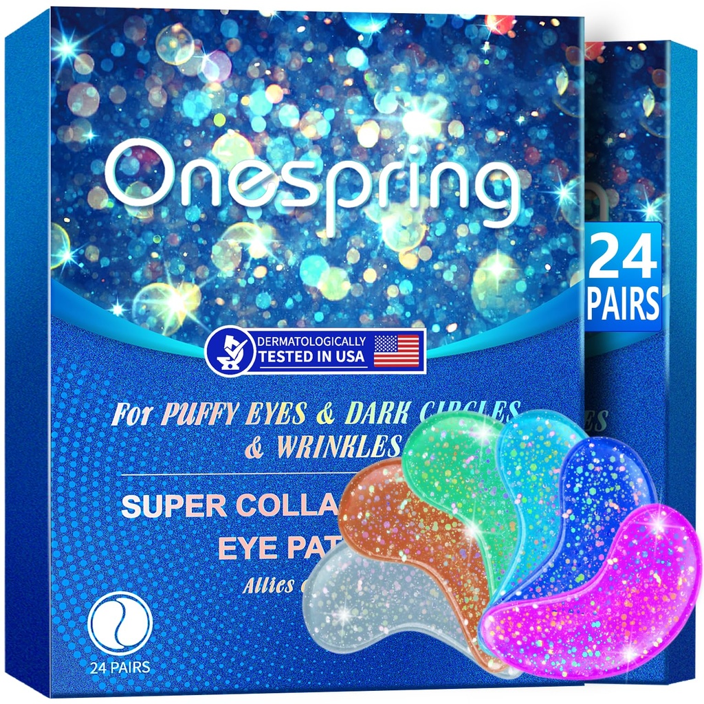 Eye Gel Pades (24 Pairs) – 毛绒眼下眼补丁,皱纹,暗圆,天然折叠眼盖,面部面部面部面部面罩补丁,眼袋