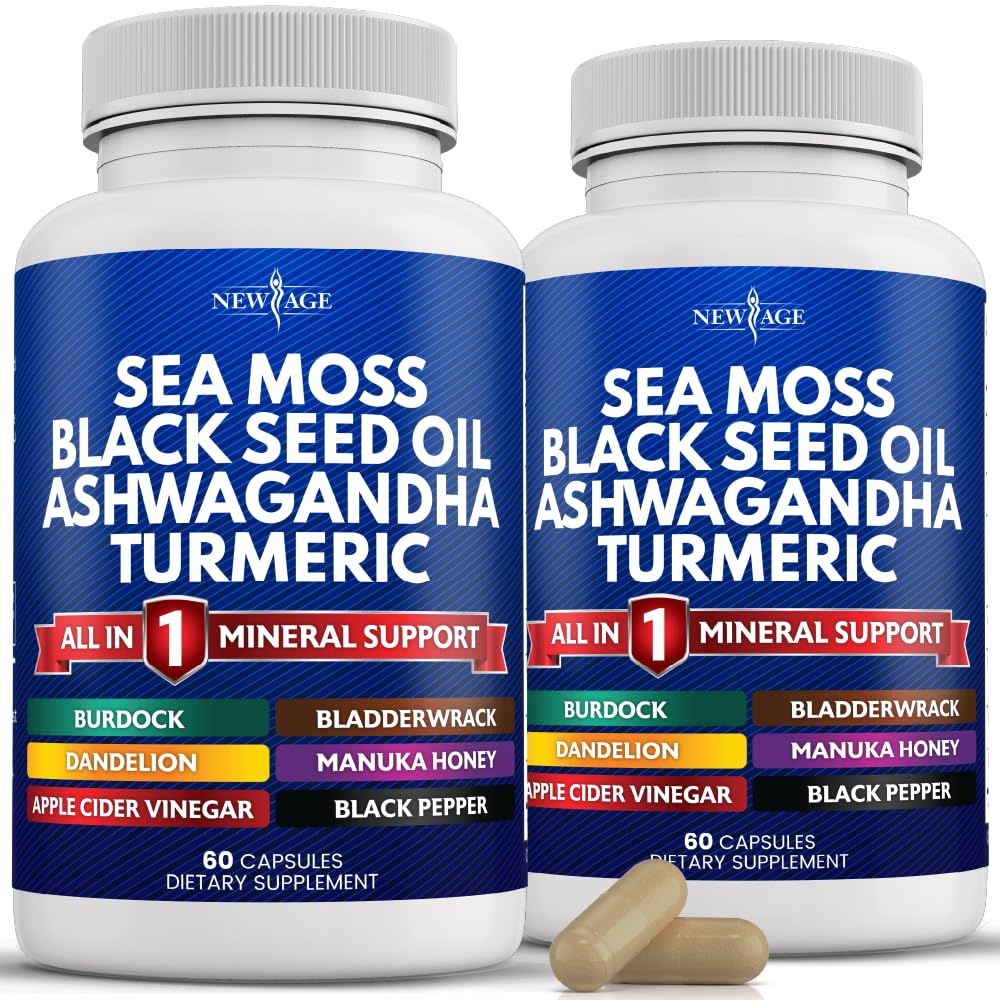新AGE海 Moss Capsules 黑种子油 Ashwagandha Turmeric Bladderwrack Burdock - 配音:马努卡,蜂蜜丹德利翁,ACV 黑辣椒 Gluten Free