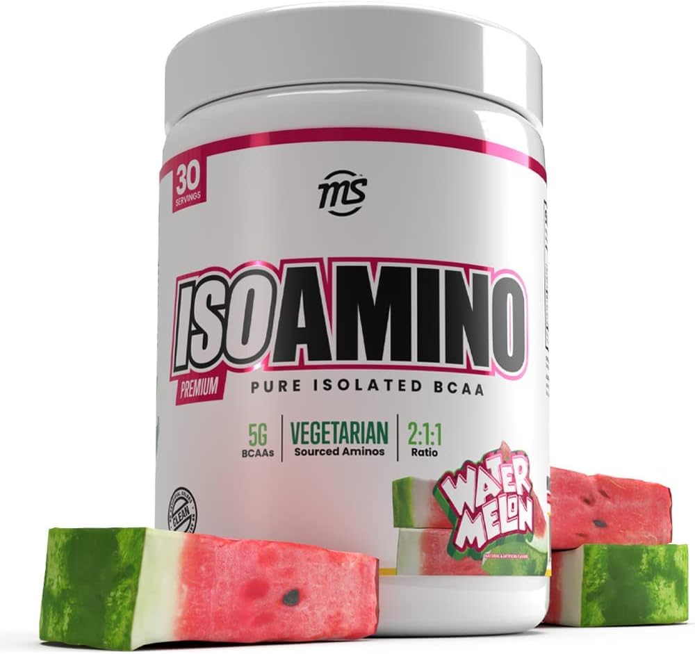 Man Sports ISO 氨基 - 西瓜纯隔离BCAA 粉末270格拉姆 - 蔬菜配方 2:1:1 比率 - 天然成份 - 精益肌肉建筑脂肪燃烧补充品