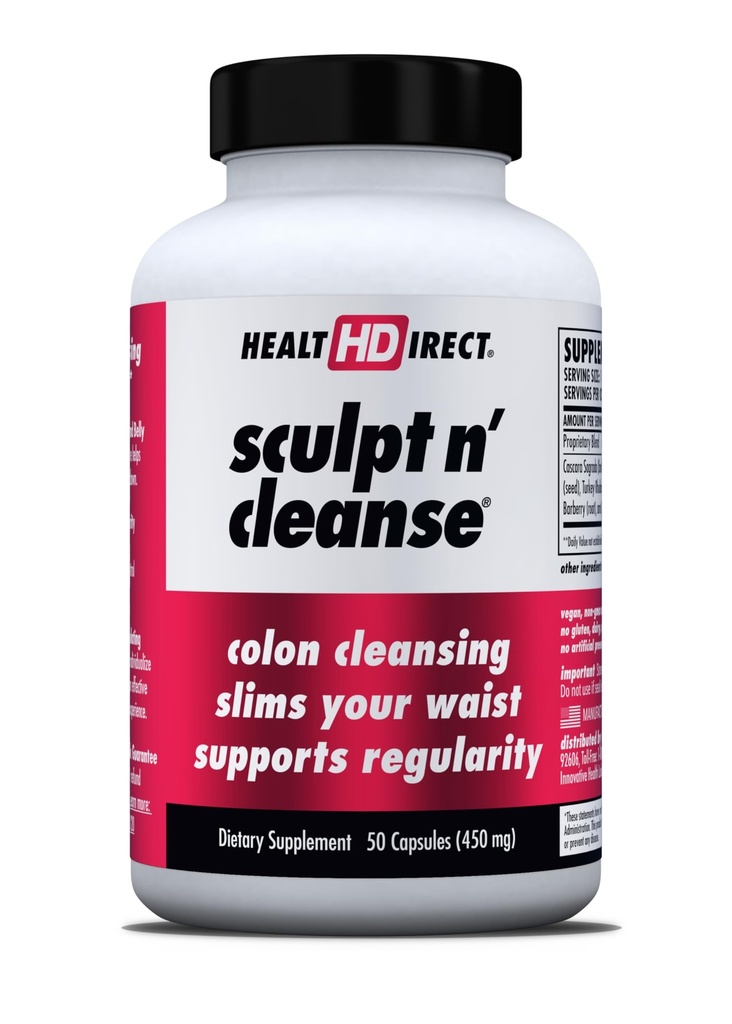 HEALTH DIRECT 雕塑 n' Cleanse - 草堂清洁用于消化健康与规律 - 天然解毒 & Gut Flush 补充 - 50 Veggie Capsules