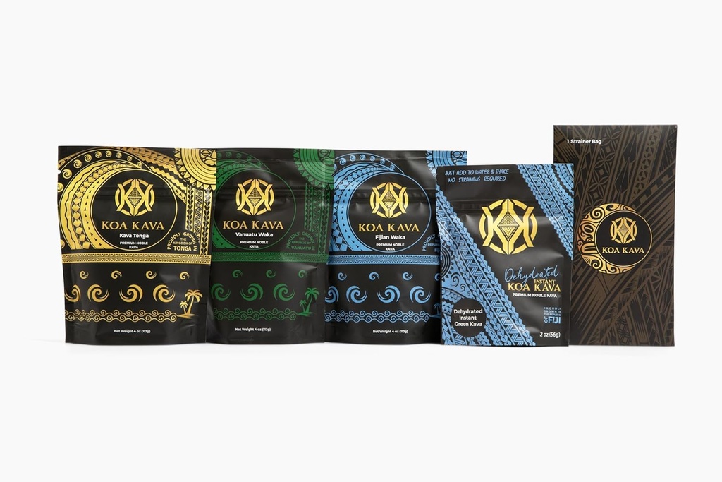 Koa Kava Premium样品包装 — 2 oz脱水的 Kava Powder + 4 oz Bags 汤加、斐济和瓦努阿图的Waka 中纹菌品种。 揭开你最爱的 终极冷静和放松!