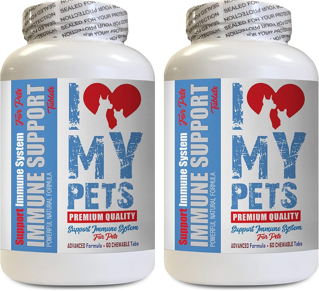 我爱我的PETS LLC 狗免疫健康 - PET 免疫支持 - 狗和猫 - 助推 - 健康 - 狗联赛的涡轮 - 120 治疗(2瓶)