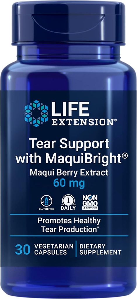 与MaquiBright 一起提供生命延展泪水支助,60毫克、Maqui Berry提取干眼、支持眼健康、鼓励催泪、无葡萄糖、非GMO、1日报、蔬菜、30卡普尔